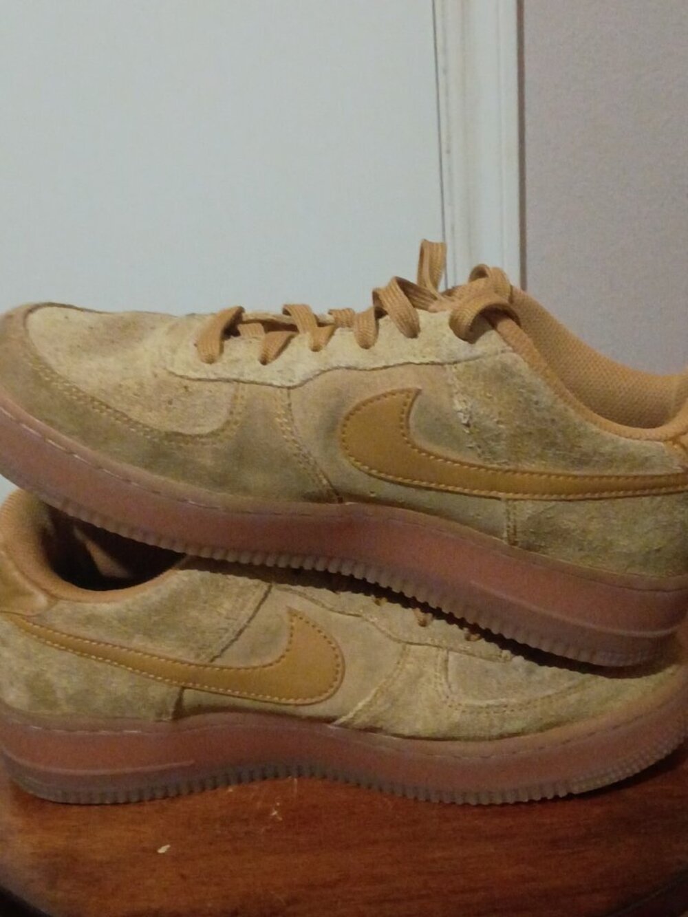 Nike Air Force 1 Wheat Gum Light Brown Suede Sneakers BQ5485-700 Kids Size 6Y - Picture 10 of 12